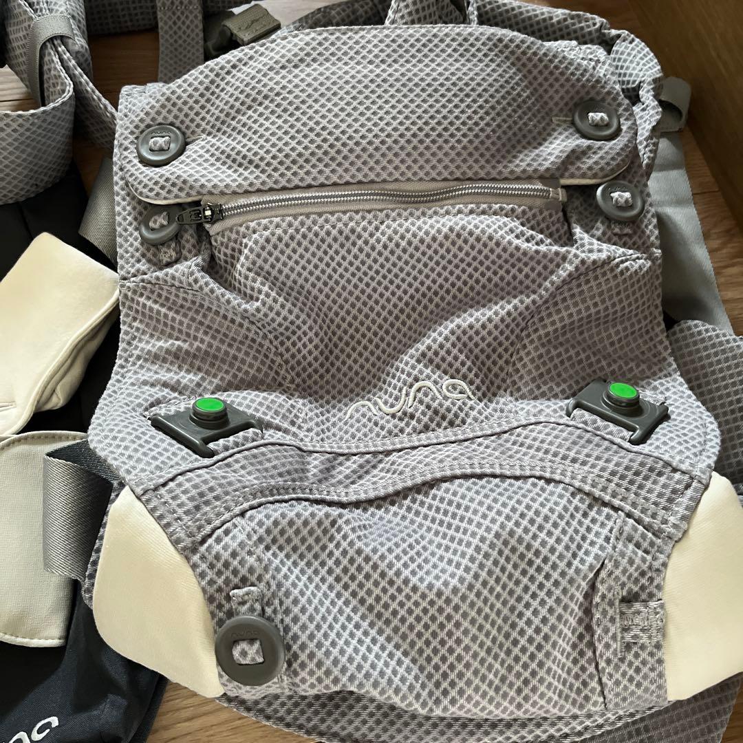 美品 NUNA 抱っこ紐 グレー 収納ポーチ付き