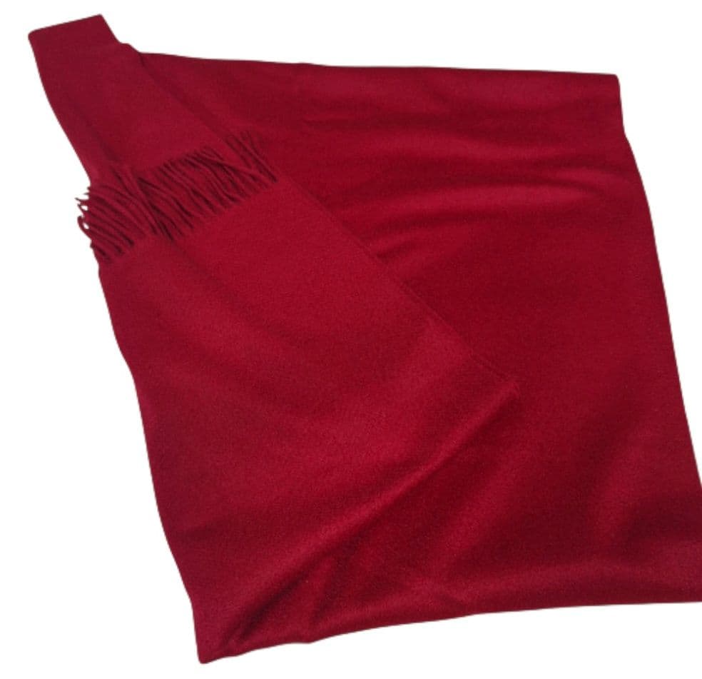カシミヤ100%赤ストール 69.5×180cmワイン　高級　カシミア　大判