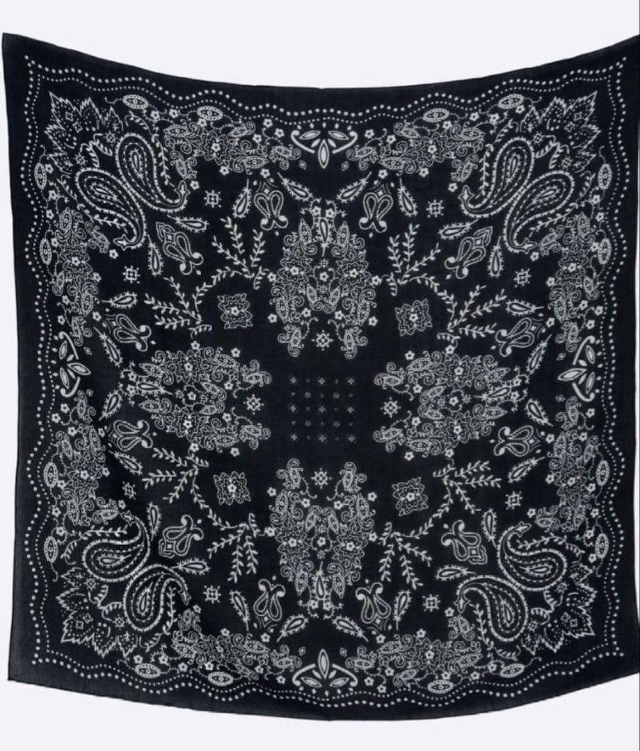 【新品】manipuri コットンシルクストール 120 カレイド バンダナ 黒