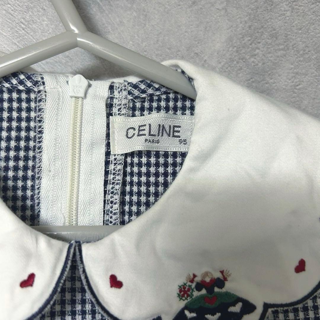 美品 セリーヌ CELINE チェック柄 ワンピース 95cm キッズ ベビー