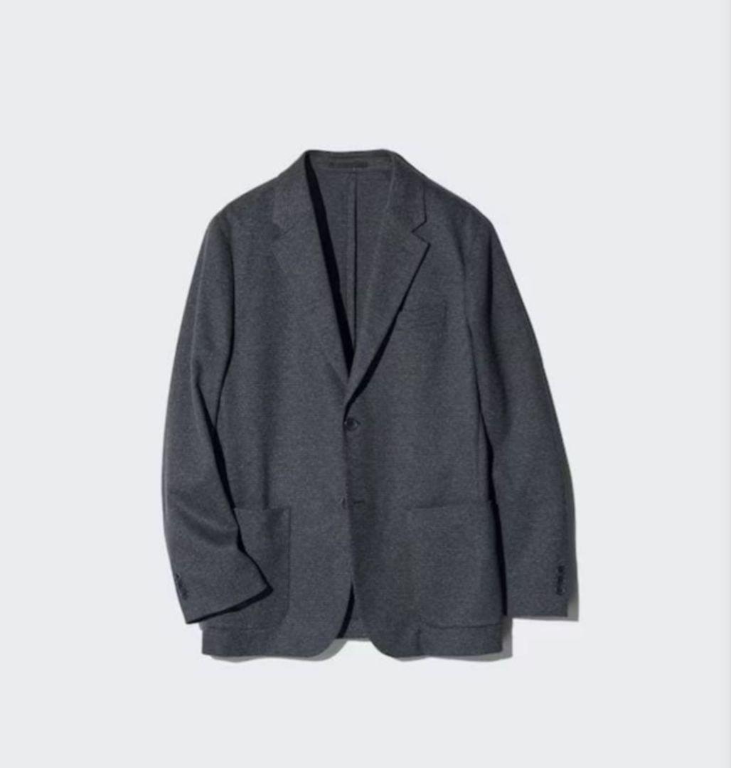 【新品】UNIQLO ブラッシュドジャージージャケット ダークグレー チドリ M