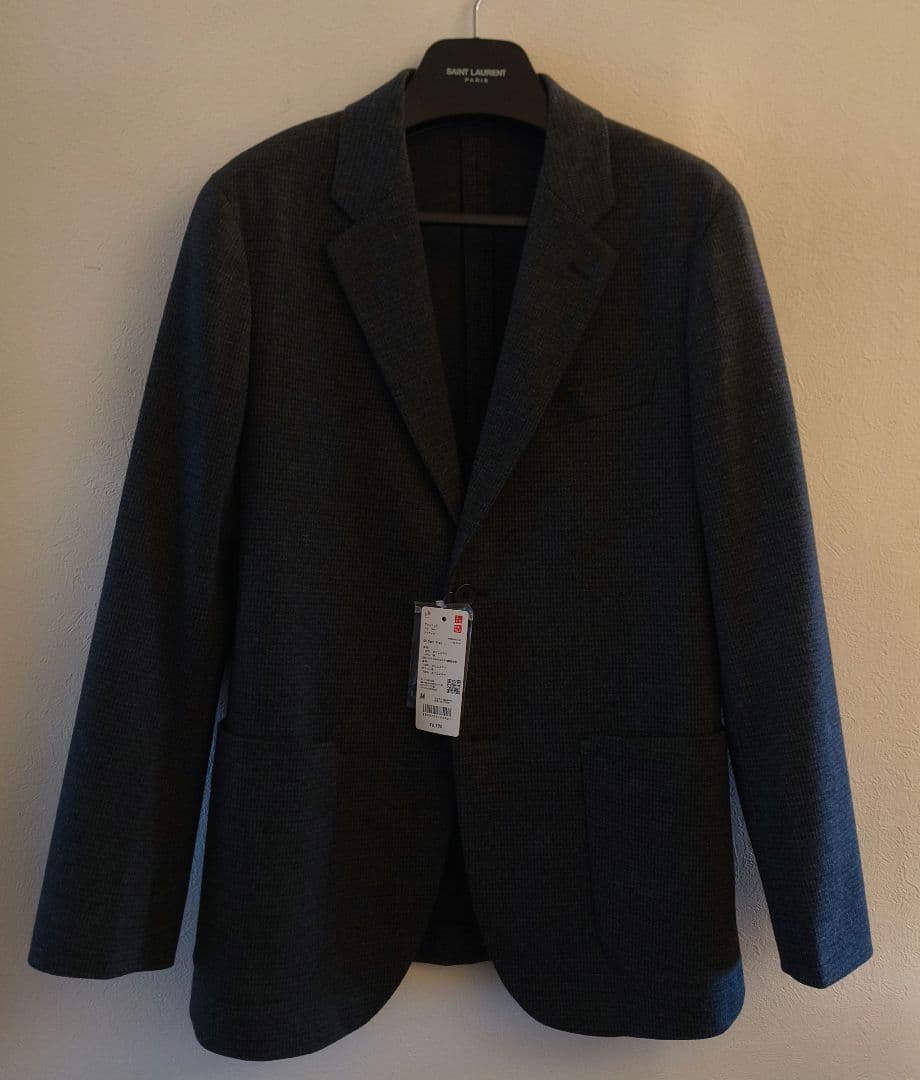 【新品】UNIQLO ブラッシュドジャージージャケット ダークグレー チドリ M