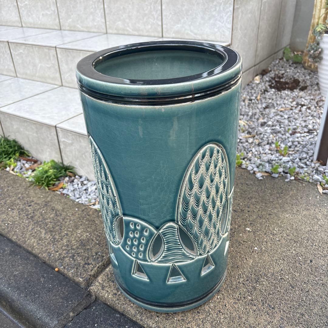 信楽焼 和風 おしゃれ 傘立て 陶器 かさたて インテリア 唐草傘立て 未使用品