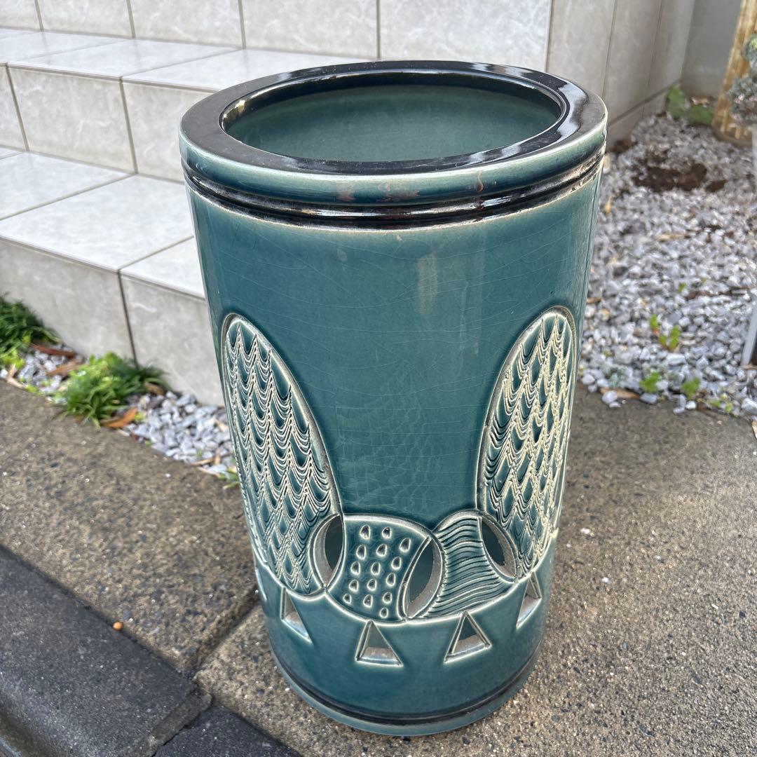 信楽焼 和風 おしゃれ 傘立て 陶器 かさたて インテリア 唐草傘立て 未使用品
