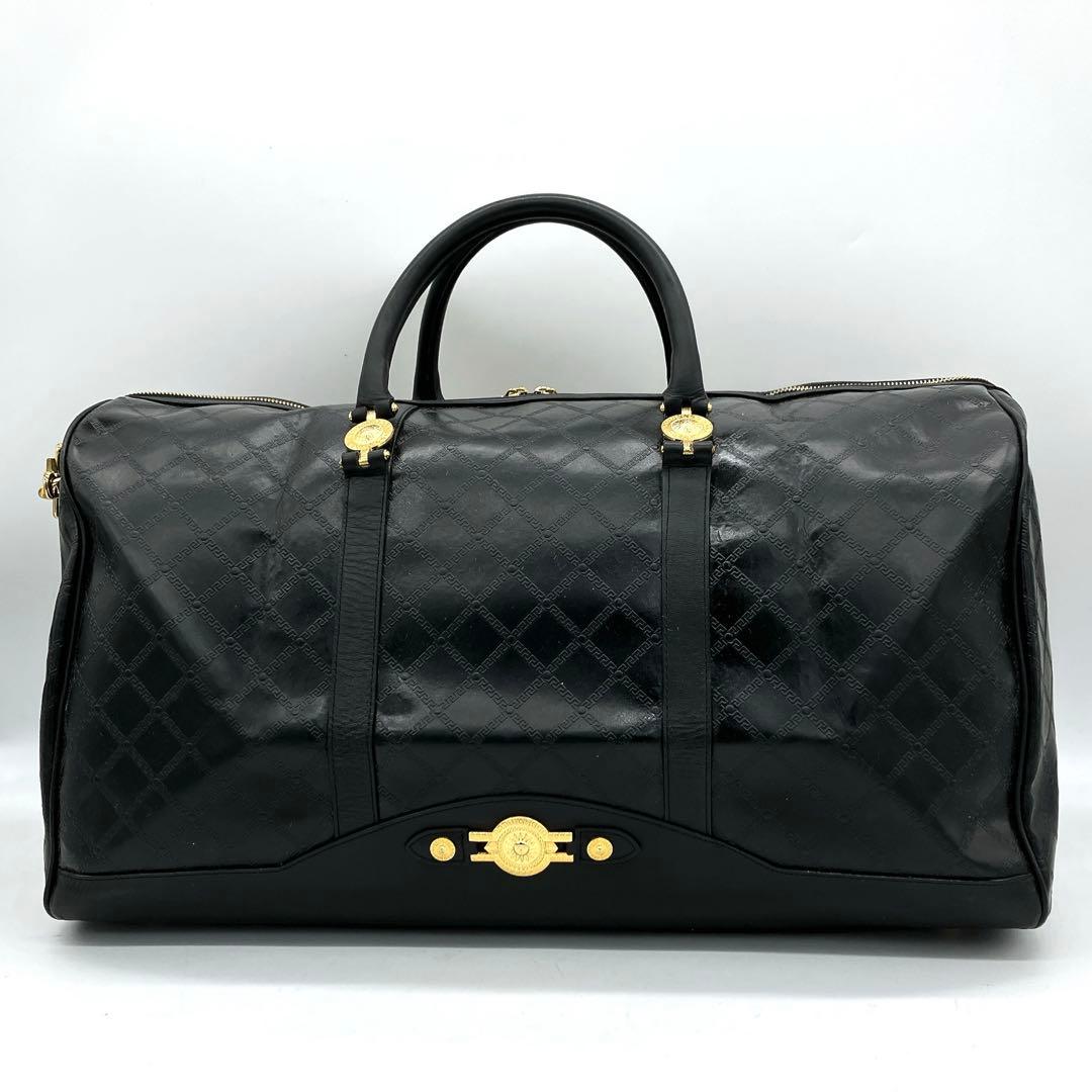 【VERSACE】 2wayバッグ　旅行鞄　サンバースト　レザー　ブラック