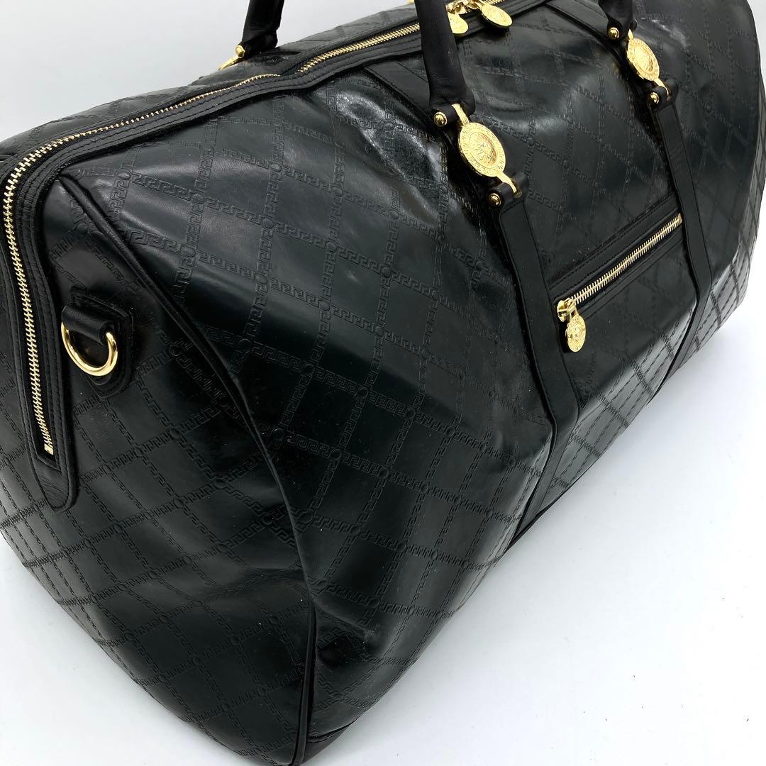 【VERSACE】 2wayバッグ　旅行鞄　サンバースト　レザー　ブラック
