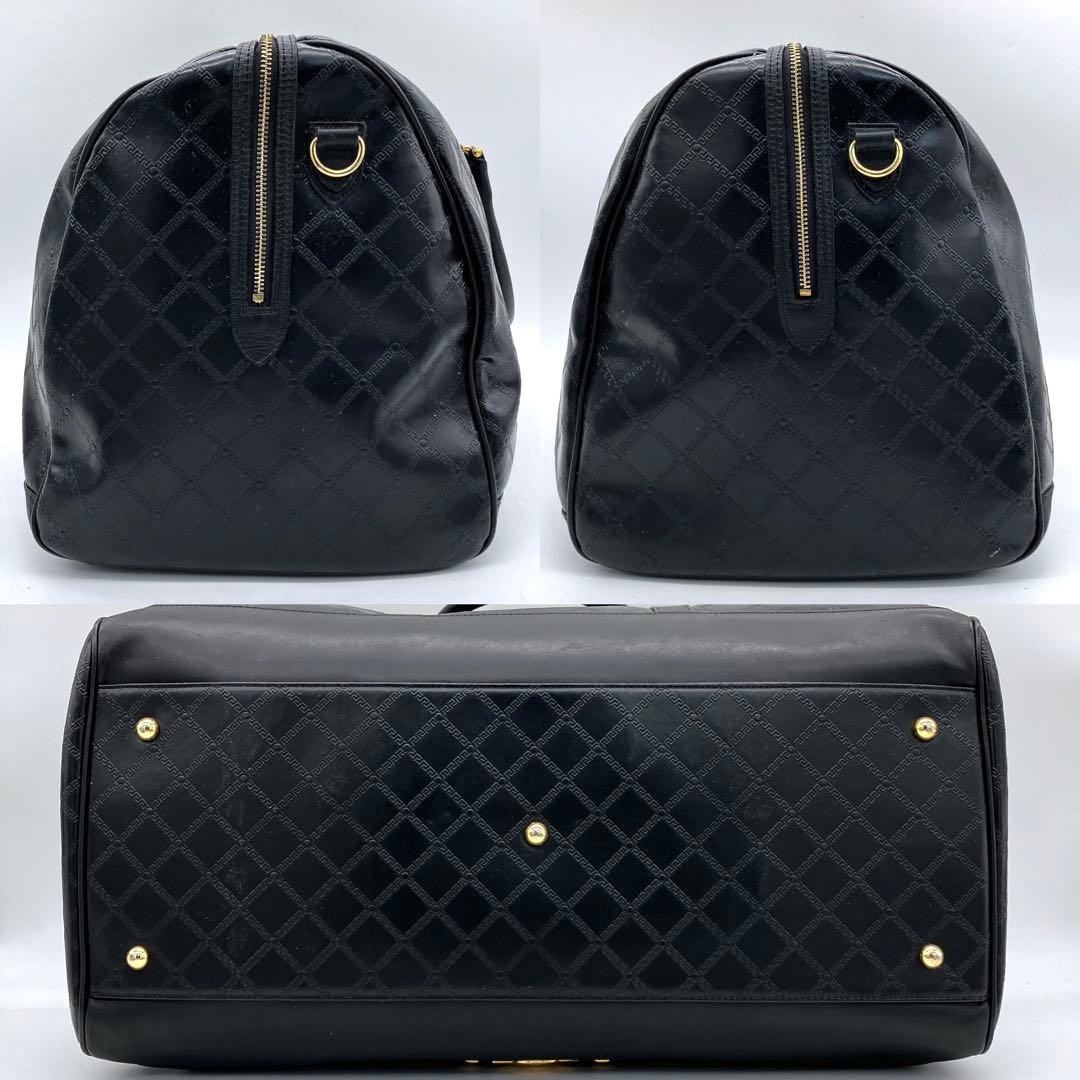 【VERSACE】 2wayバッグ　旅行鞄　サンバースト　レザー　ブラック