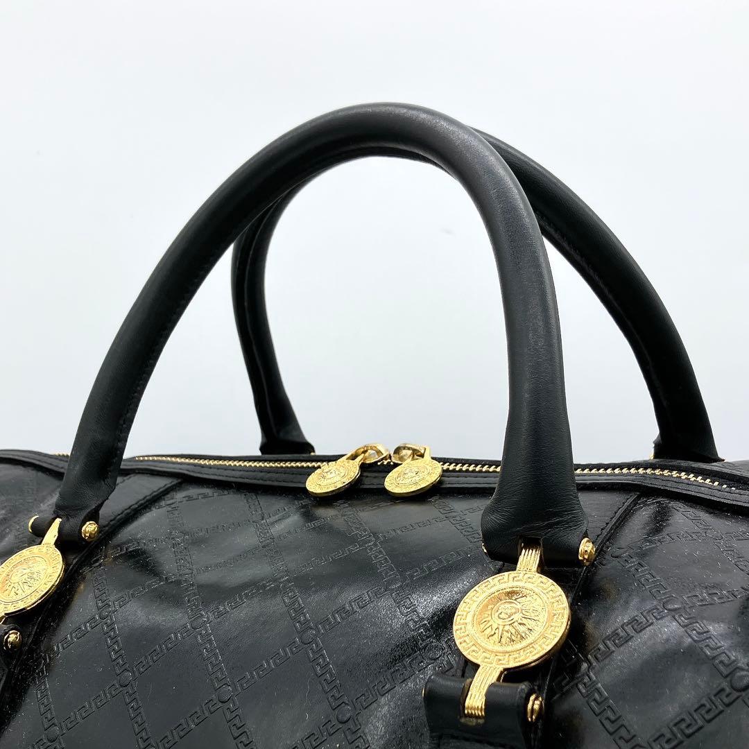 【VERSACE】 2wayバッグ　旅行鞄　サンバースト　レザー　ブラック