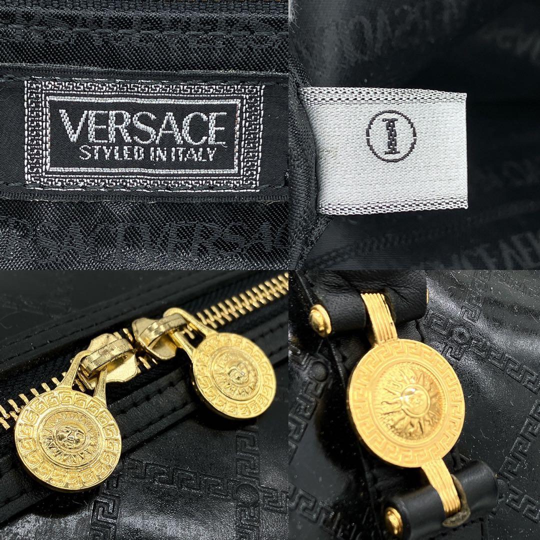 【VERSACE】 2wayバッグ　旅行鞄　サンバースト　レザー　ブラック