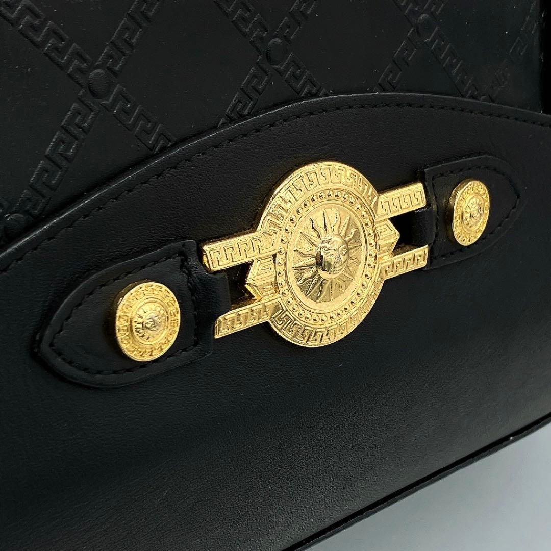 【VERSACE】 2wayバッグ　旅行鞄　サンバースト　レザー　ブラック