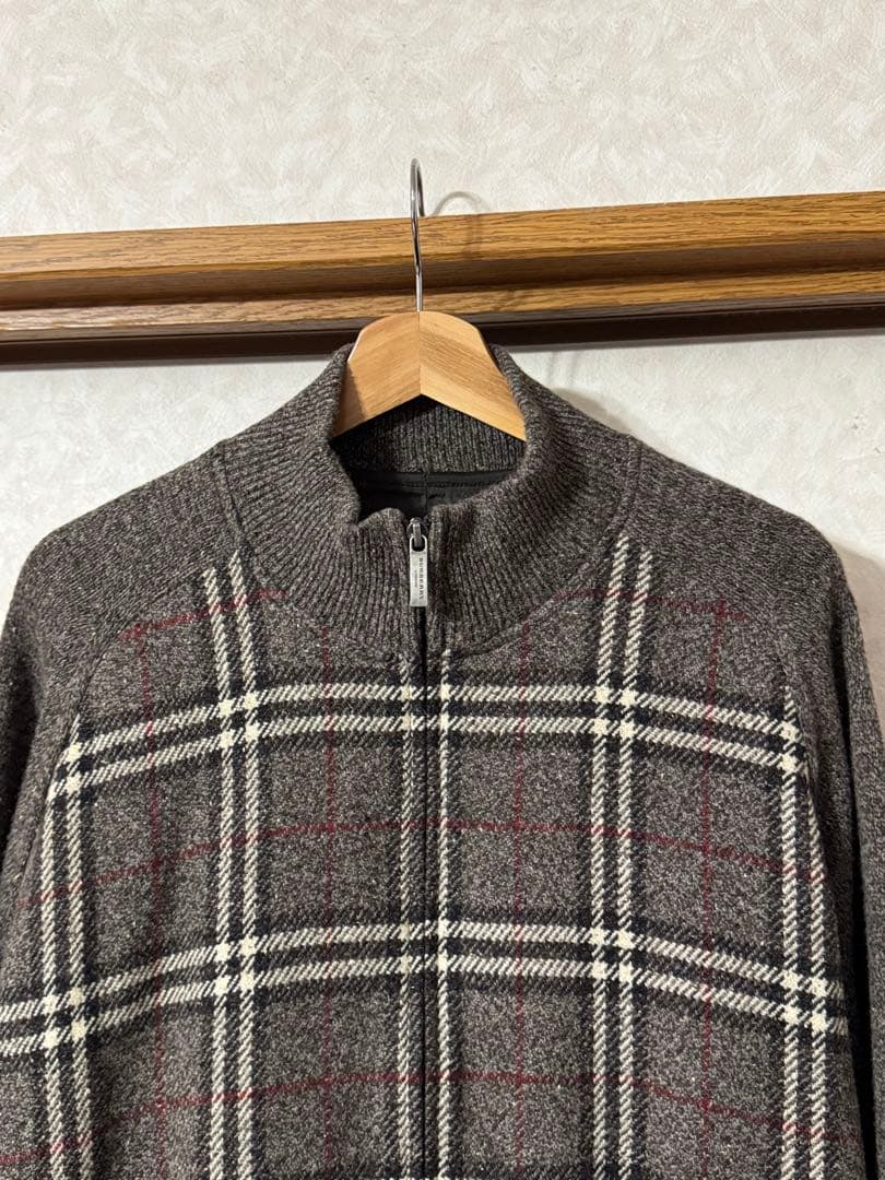 BURBERRY ノバチェック ブラウン ニット ジャケット　Lサイズ