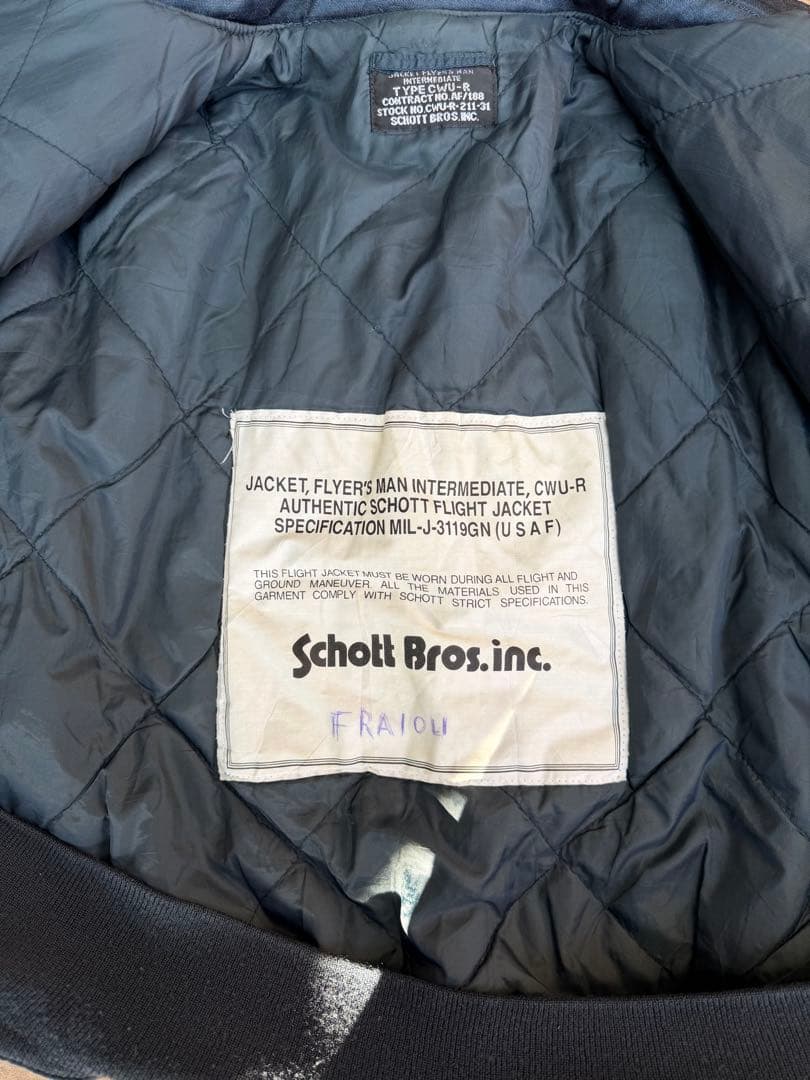 Schott CWU-R　フライトジャケット　ネイビー