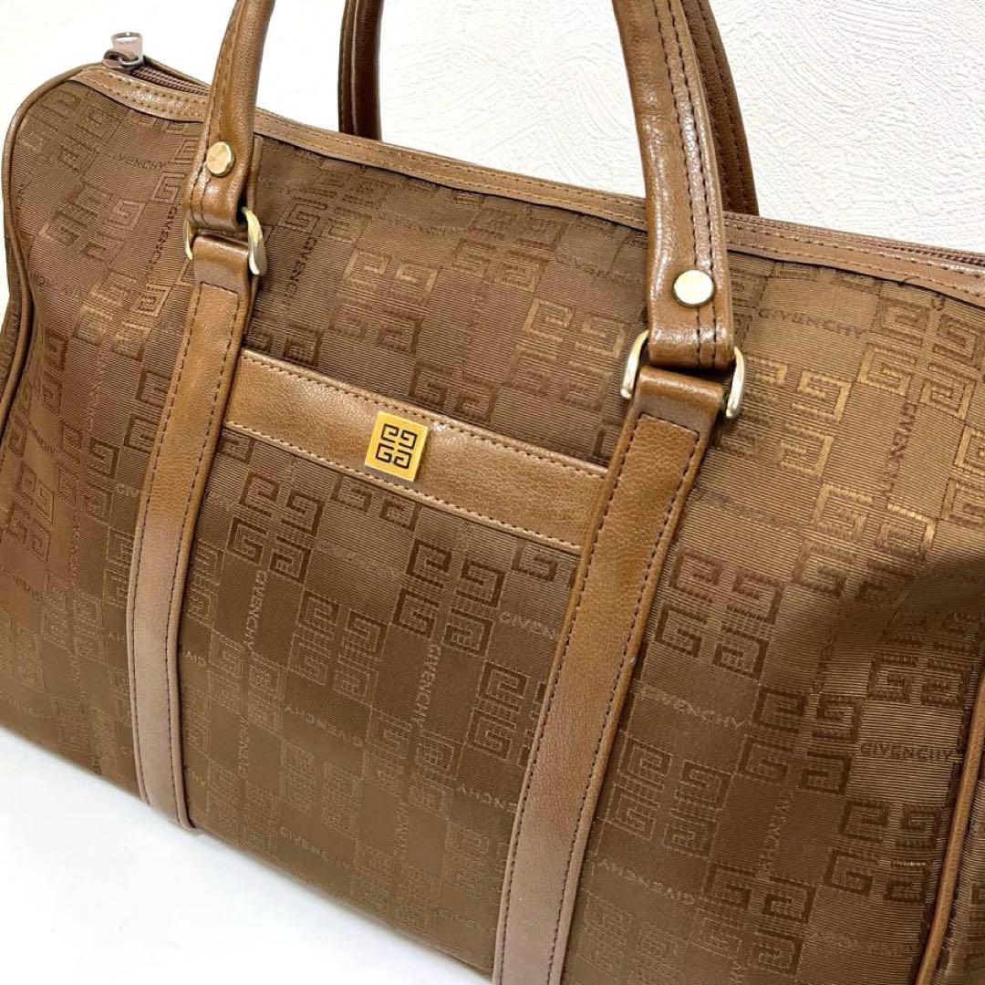 【正規品】ジバンシィ ナイロン×レザー ボストンバッグ ブラウン