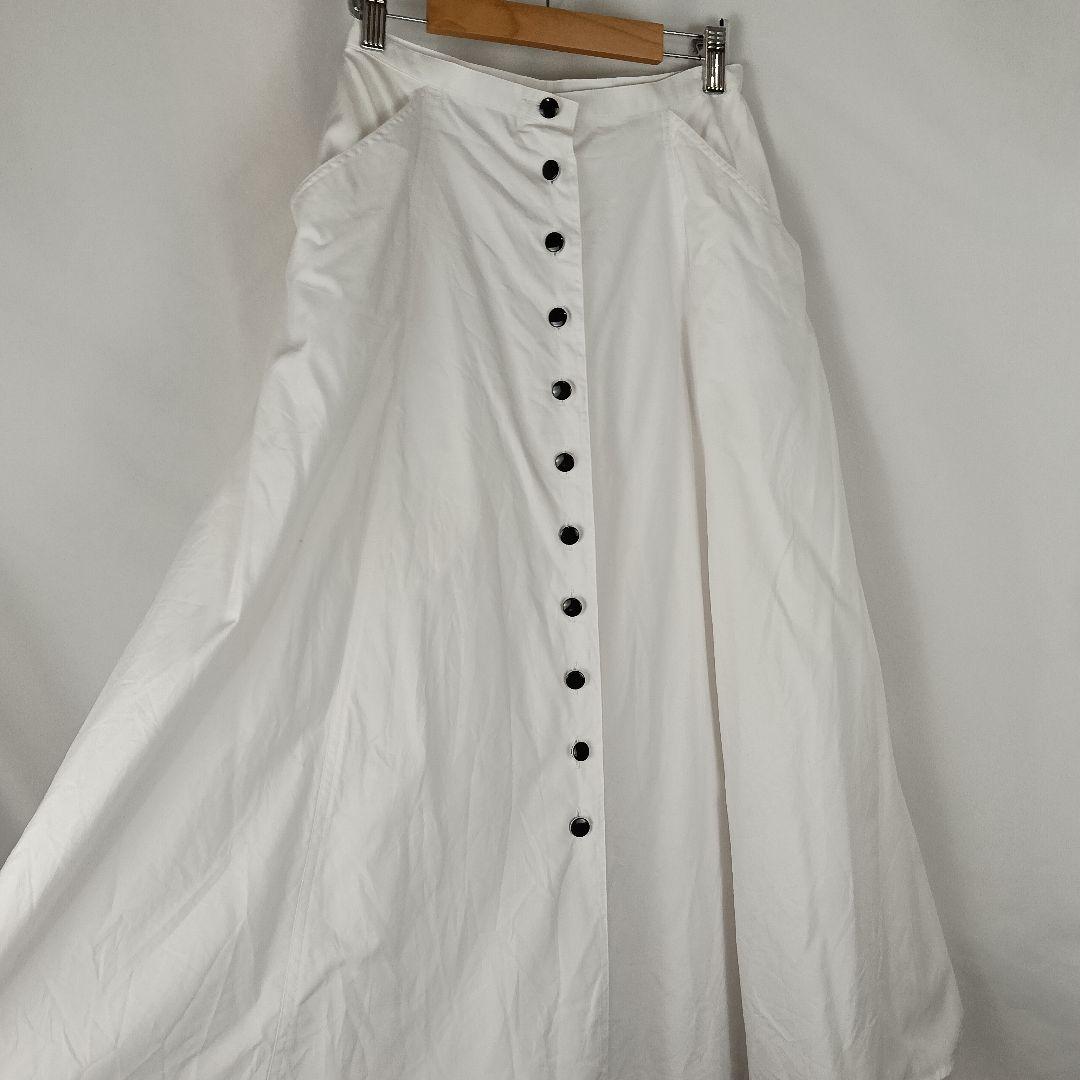 Christian Dior　コットン　ロング　スカート　9号　白　B3367