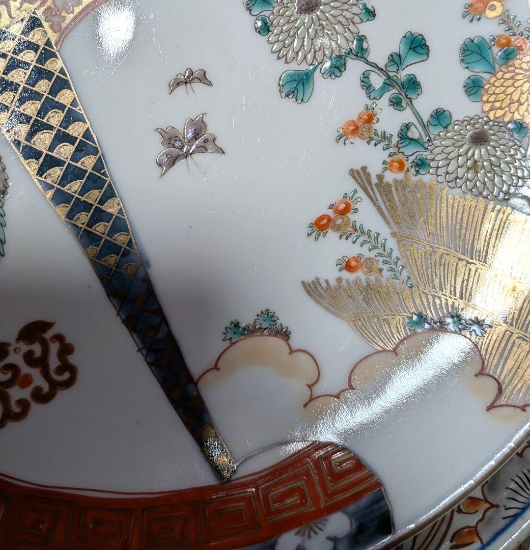 古伊万里 色絵 金襴手　鳳凰紋様　菊花文　 大皿　江戸時代