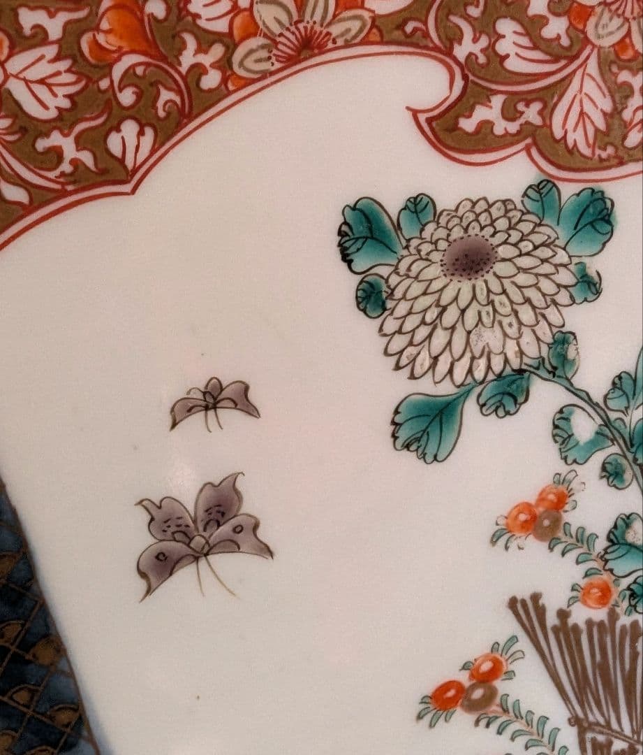 古伊万里 色絵 金襴手　鳳凰紋様　菊花文　 大皿　江戸時代