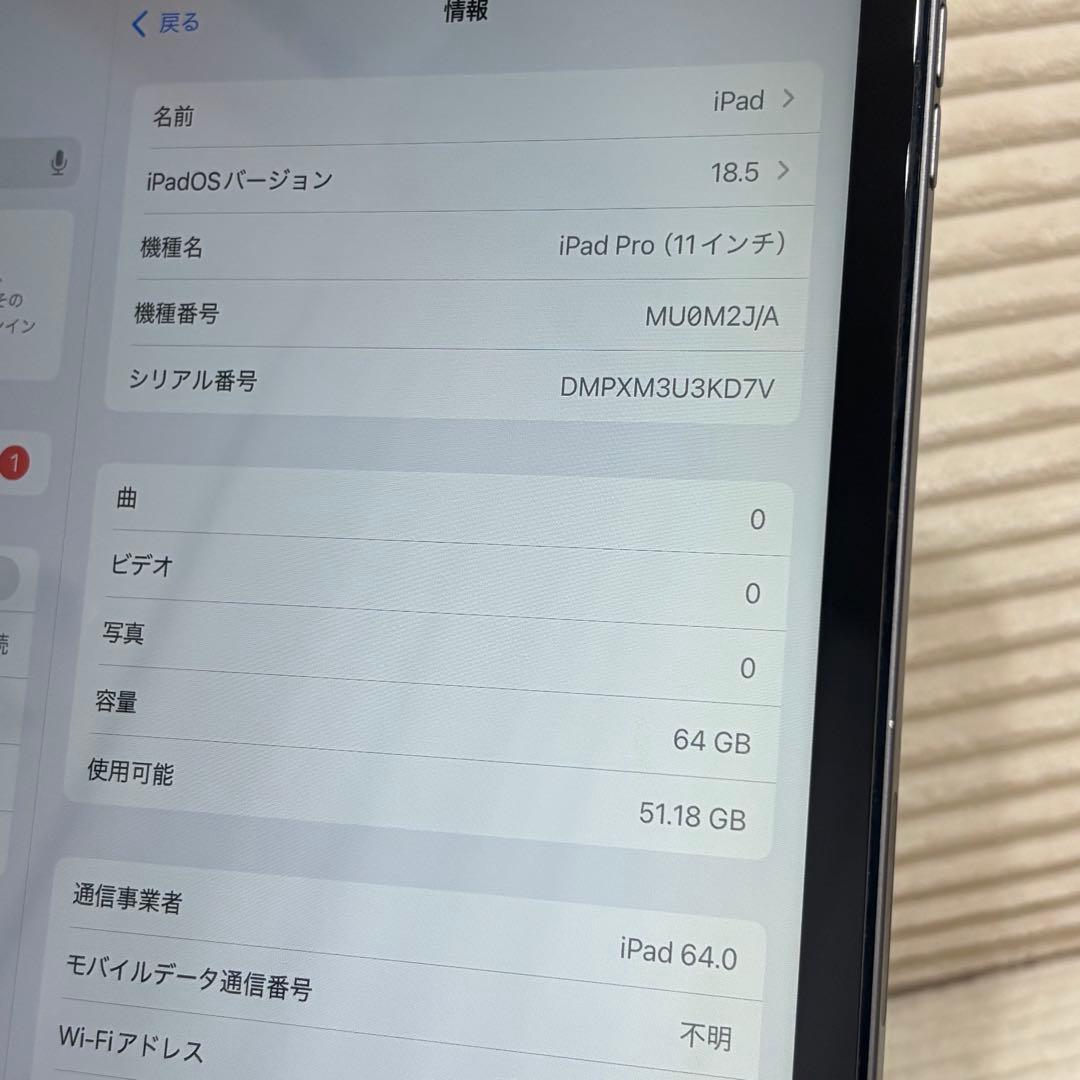 iPad Pro 11インチ 第1世代 64GB Wi-Fi+Cellular