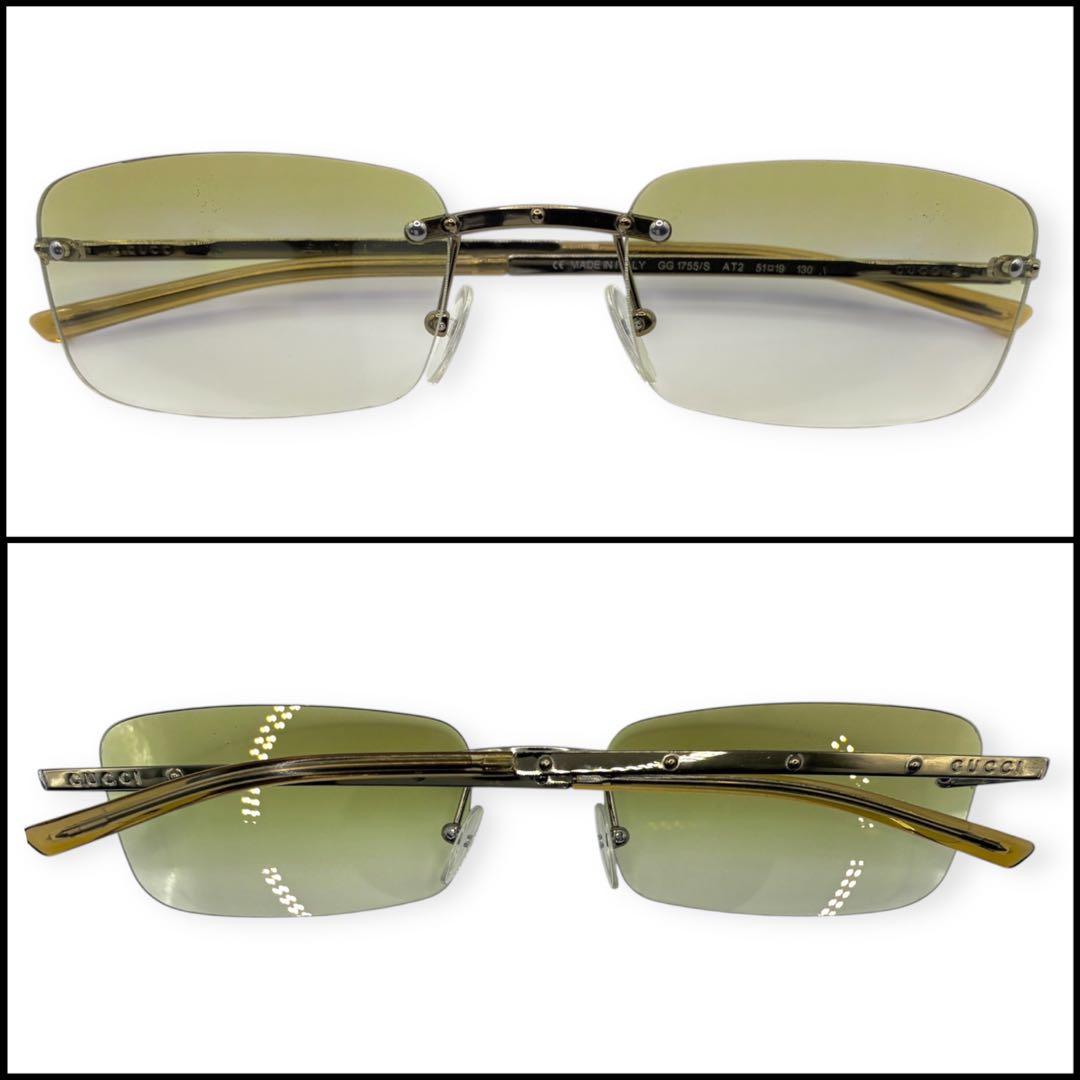 【美品】GUCCI グッチ　スクエア　リムレス　サングラス
