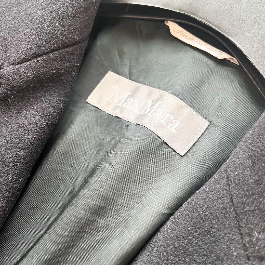 MAXMARA ベルテッドコート 女優襟 ウール混 ベルト ブラック 40