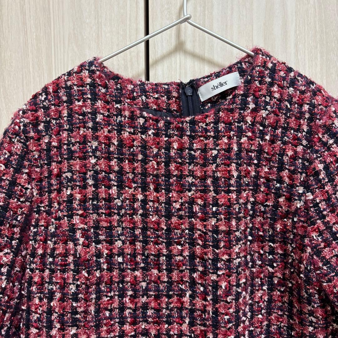 【美品】sheller ブリリアントツイードペプラムトップス シェリエ