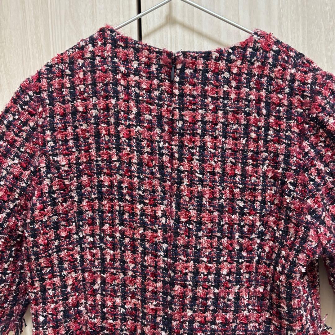 【美品】sheller ブリリアントツイードペプラムトップス シェリエ
