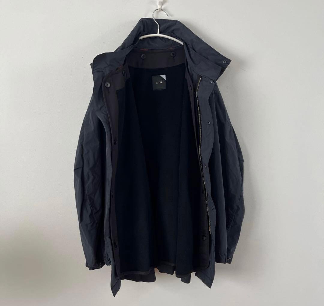 ATON ダークグレー オーバーサイズ ショートモッズコート　4