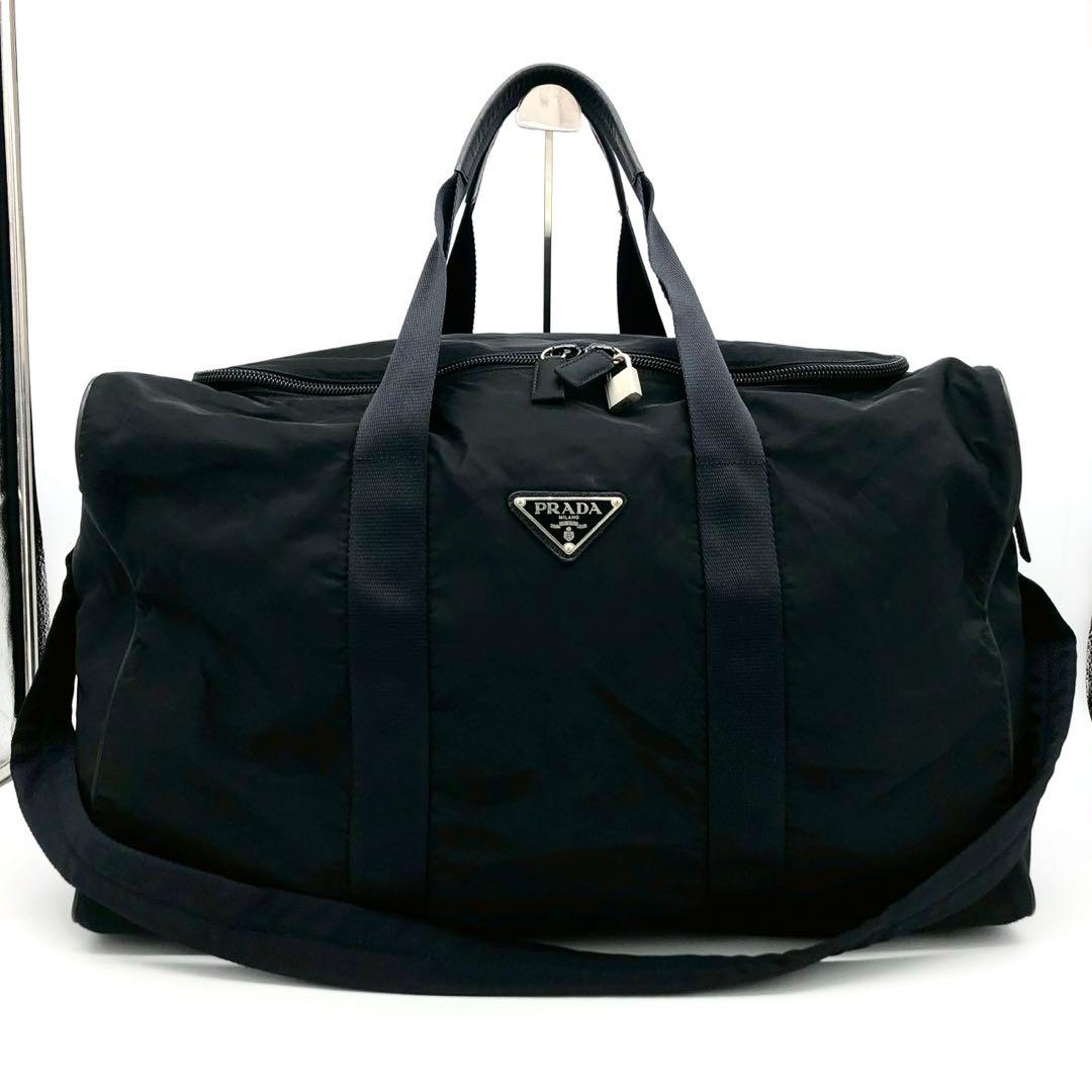 【美品✨】 プラダ ボストンバッグ サフィアーノ 2way ナイロン 三角ロゴ