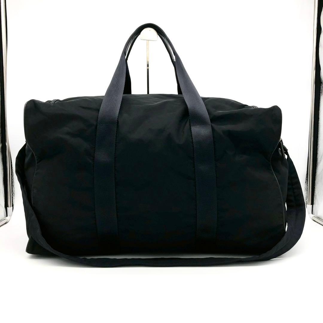 【美品✨】 プラダ ボストンバッグ サフィアーノ 2way ナイロン 三角ロゴ