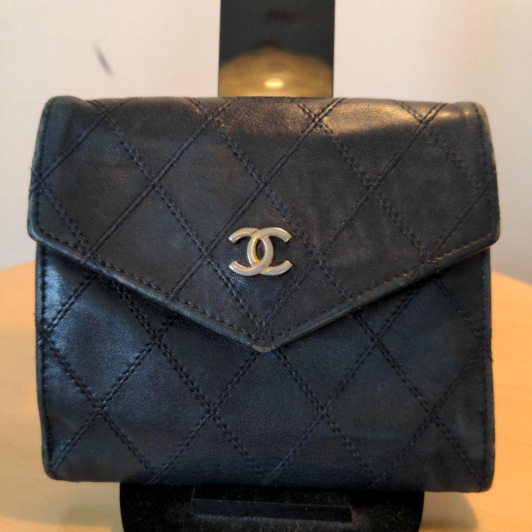 CHANEL ビコローレ ラムスキン 二つ折り財布 Wホック
