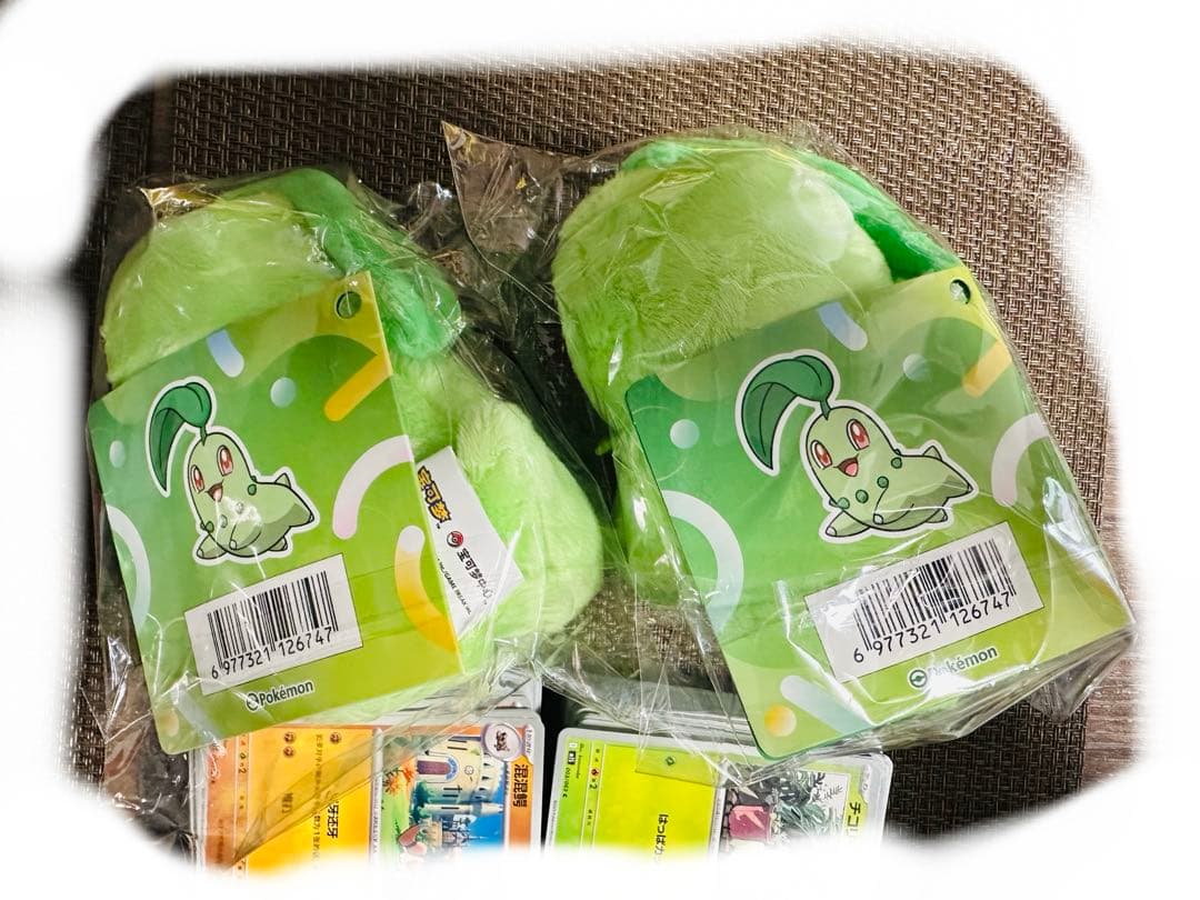 【中国限定】ポケモン チコリータ可動ぬいぐるみ2点 頭の葉っぱ動きます！