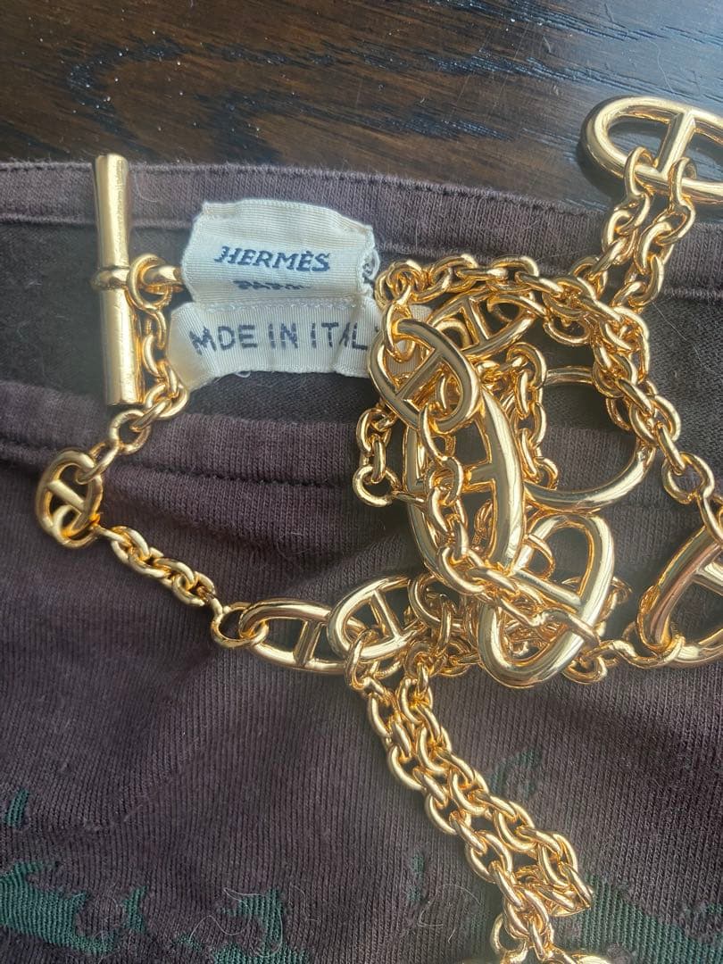 HERMÈS エルメス タンクトップ 馬車モチーフチョコレートブラウン コットン