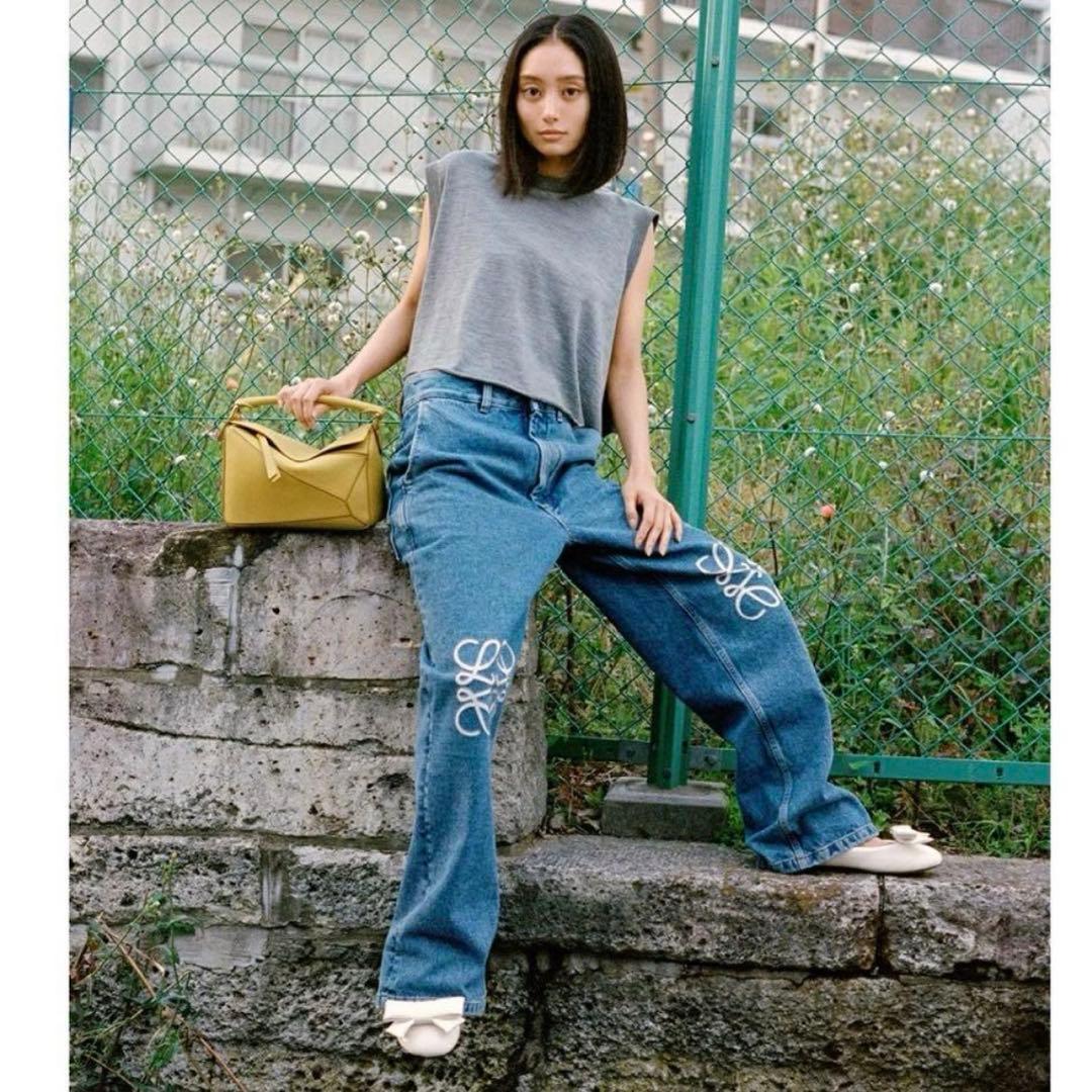 美品 LOEWE ロエベ アナグラム バギー デニム