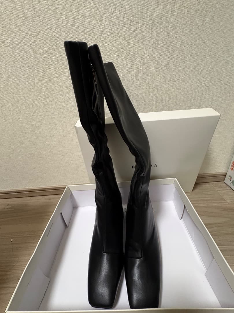 RANDA 晴雨兼用ソフトストレッチWARM スクエアトゥロングブーツ