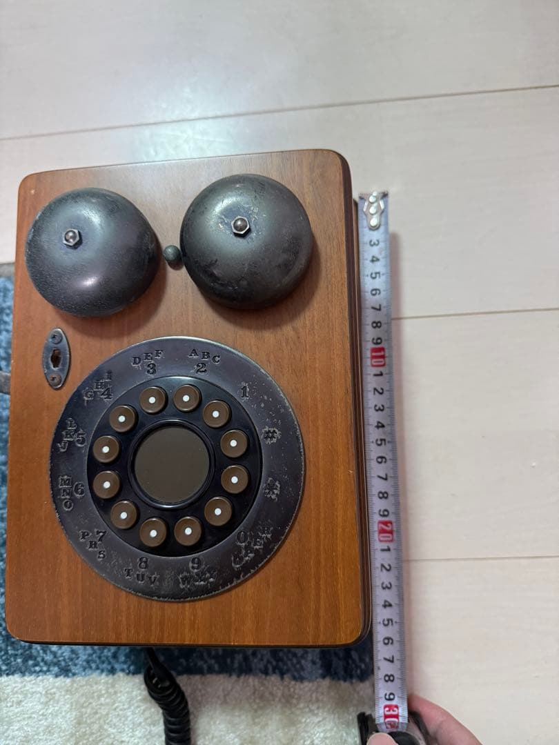 アンティーク ダイヤル式電話 木製※通話はできません。