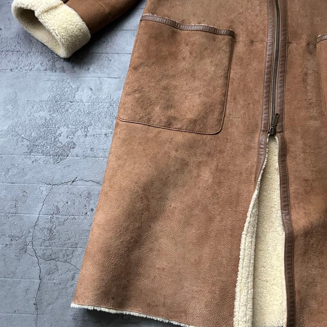 希少本革 MAXMARA リアル ムートンコート ボア キャメル スタンドカラー