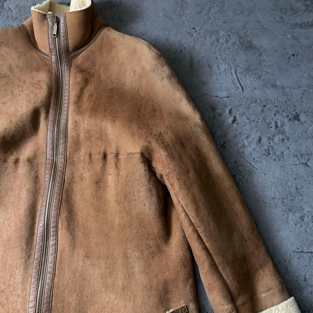 希少本革 MAXMARA リアル ムートンコート ボア キャメル スタンドカラー