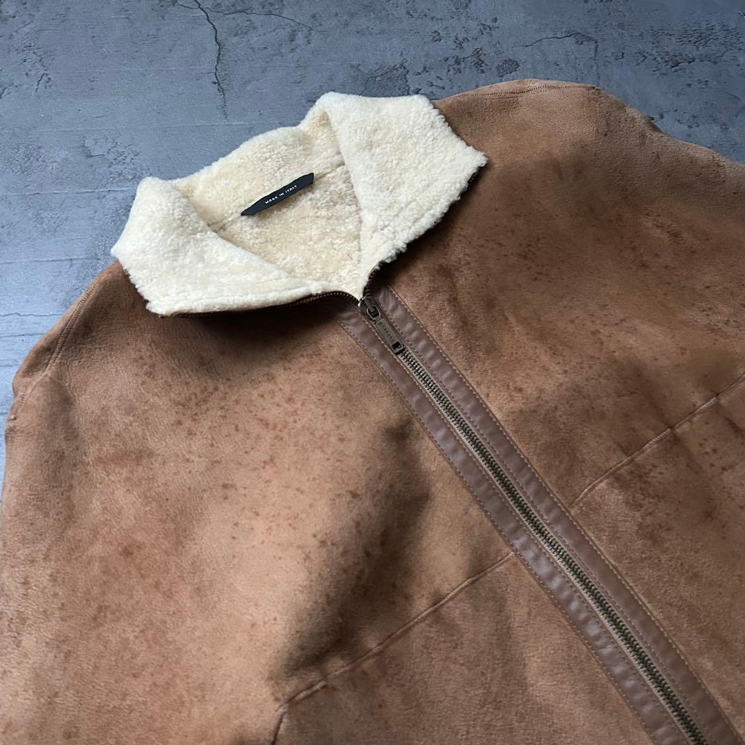 希少本革 MAXMARA リアル ムートンコート ボア キャメル スタンドカラー