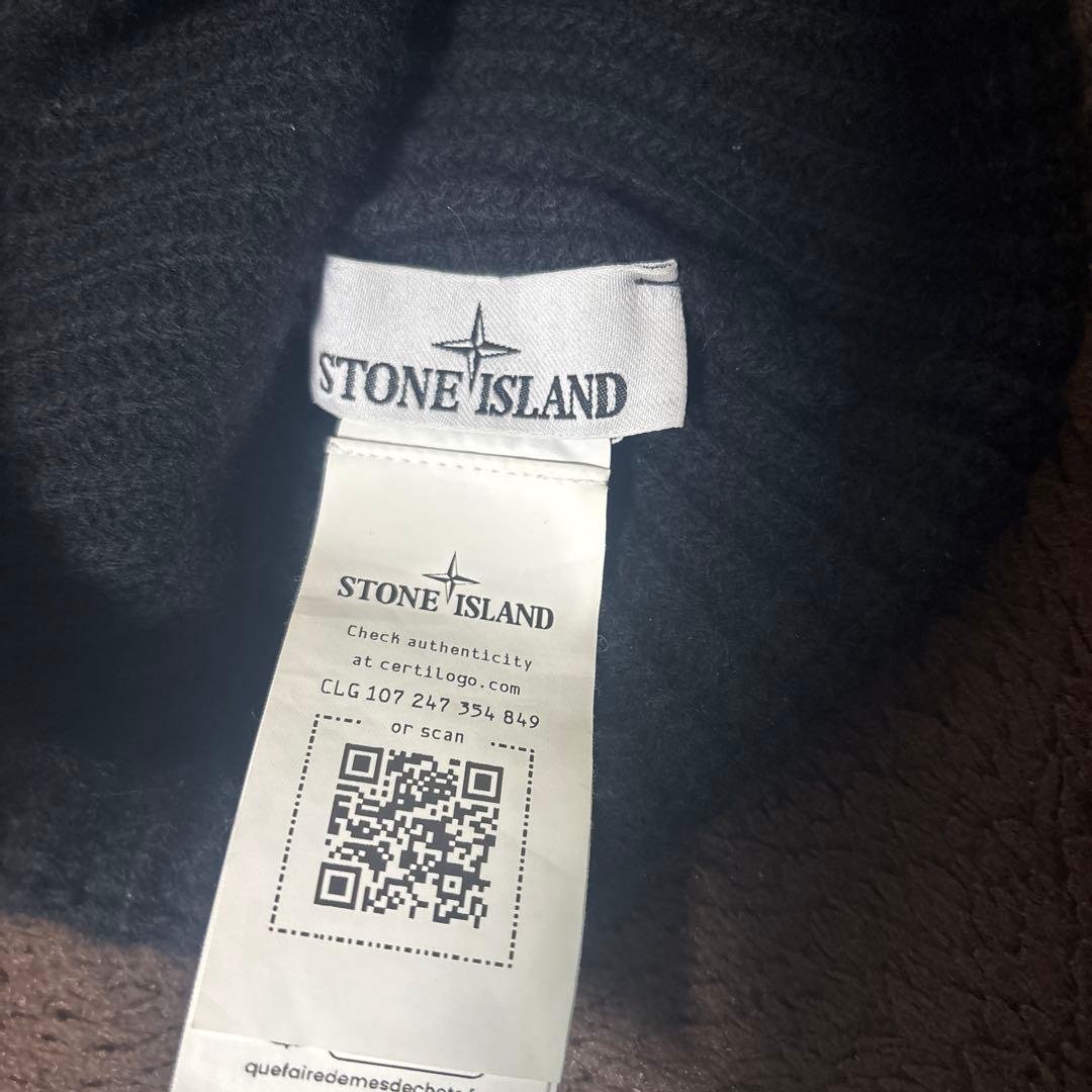 ストーンアイランド ニット帽 ブラックStone