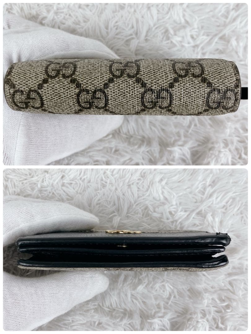 美品✨GUCCI グッチ 二つ折り財布 GGマーモント　GGスプリーム　黒