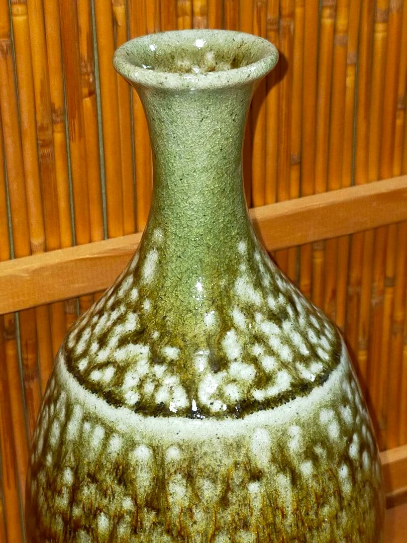 ♥後藤茂夫　塩釉　花瓶　共箱付き　益子　花器　骨董　古玩