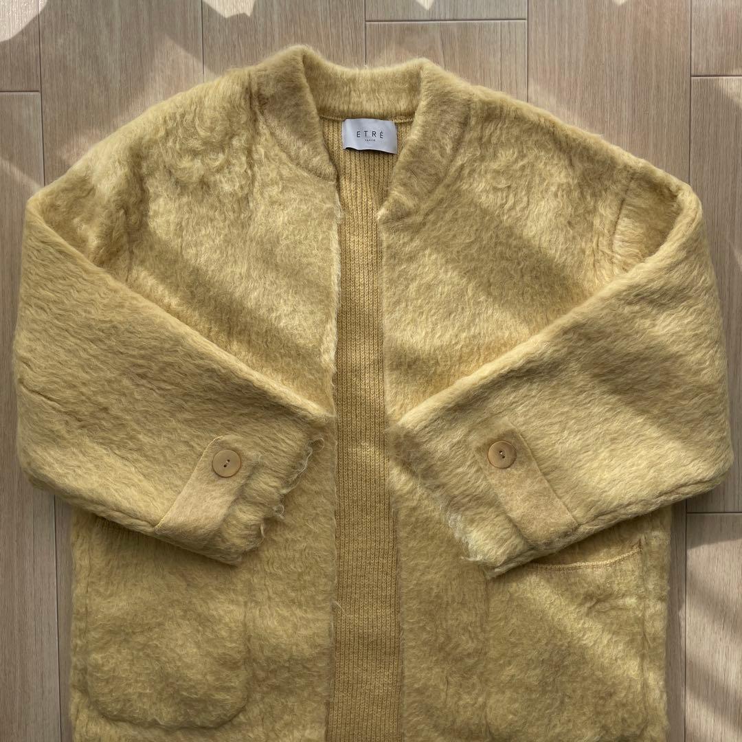 ✨美品✨ETRE TOKYO モヘヤロングガウン ニットコート イエロー
