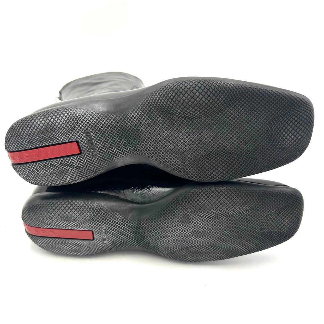 PRADA プラダ パテントブーツ レザー ブラック 36 1/2