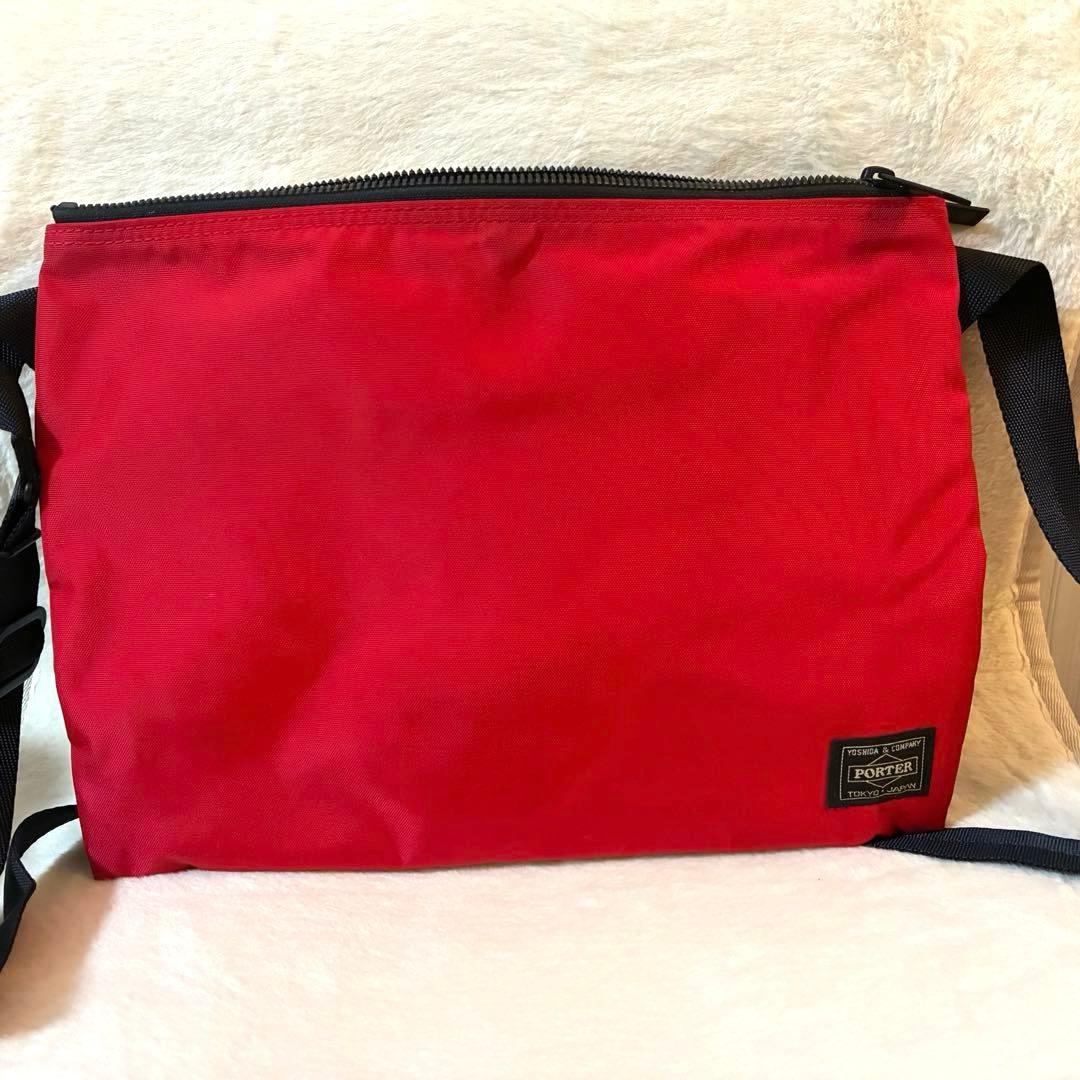 【極美品】PORTER ポーター サコッシュ ショルダーバッグ レッド 日本製