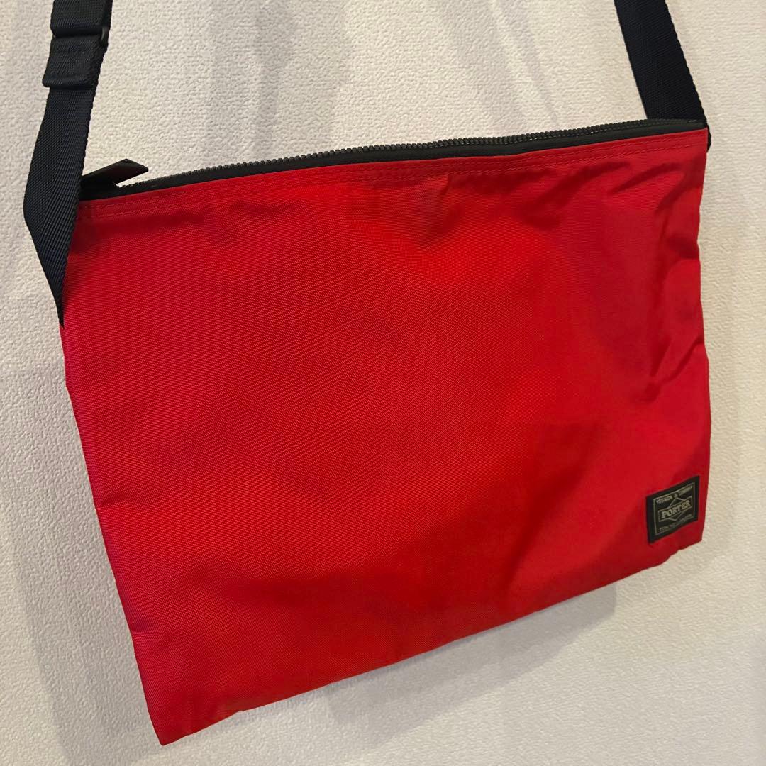 【極美品】PORTER ポーター サコッシュ ショルダーバッグ レッド 日本製