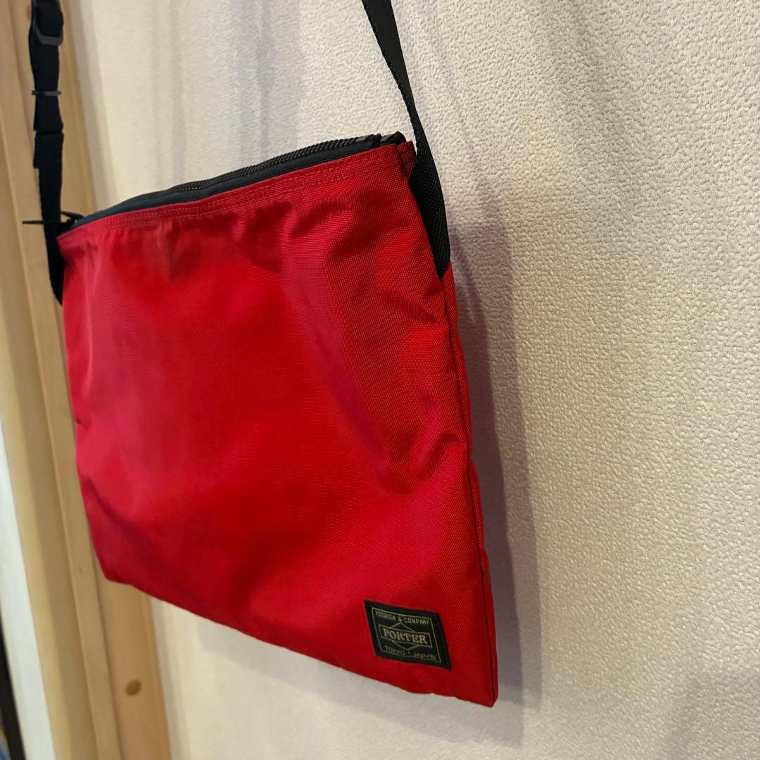 【極美品】PORTER ポーター サコッシュ ショルダーバッグ レッド 日本製