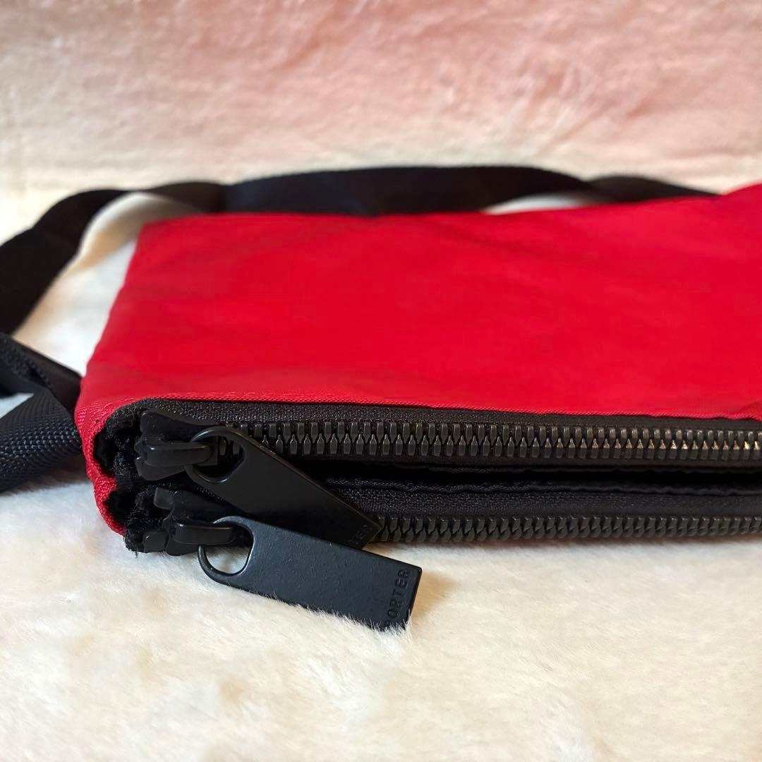 【極美品】PORTER ポーター サコッシュ ショルダーバッグ レッド 日本製