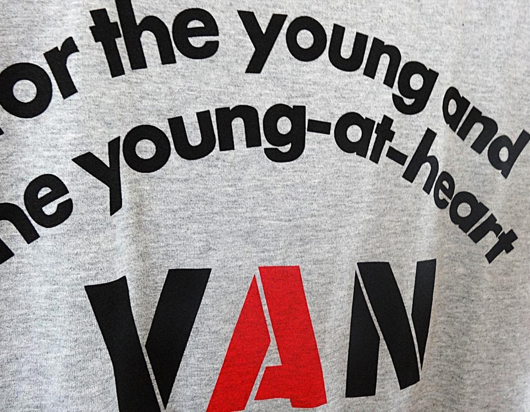 VAN JAC ヴァンヂャケット バックアーチロゴプリント Tシャツ L グレー