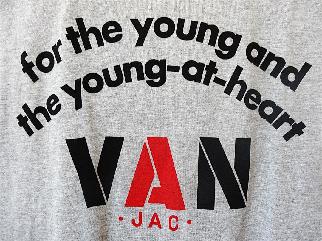 VAN JAC ヴァンヂャケット バックアーチロゴプリント Tシャツ L グレー