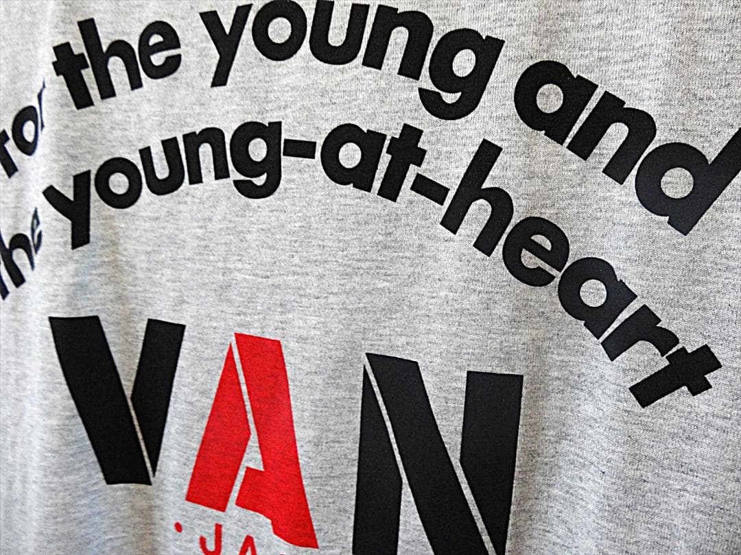 VAN JAC ヴァンヂャケット バックアーチロゴプリント Tシャツ L グレー