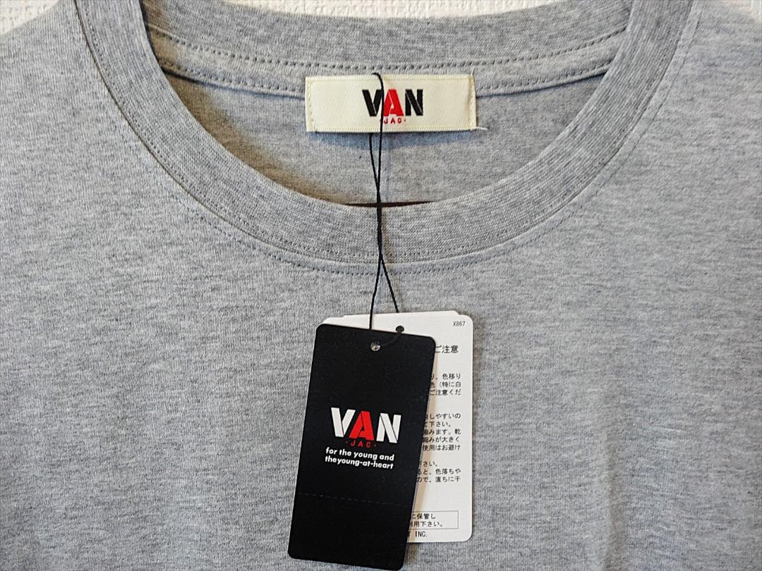 VAN JAC ヴァンヂャケット バックアーチロゴプリント Tシャツ L グレー
